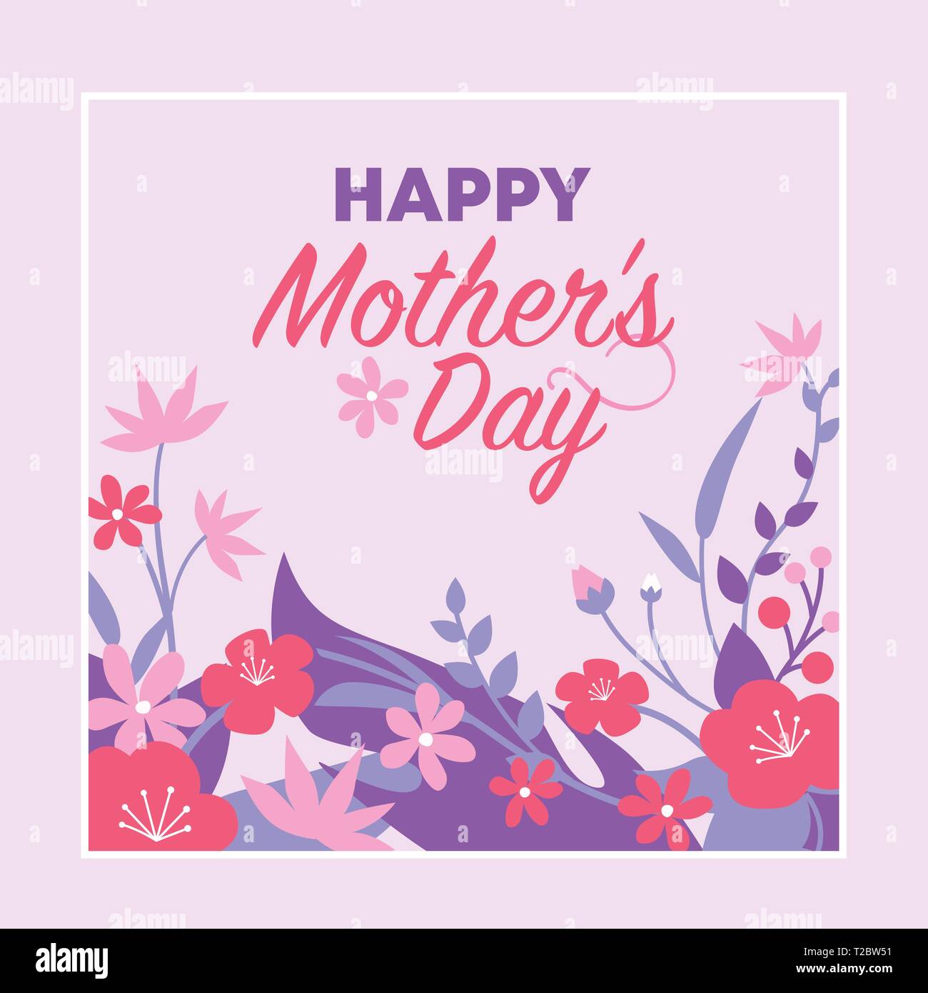 Happy Mother's Day card à l'épanouissement des fleurs colorées Illustration de Vecteur
