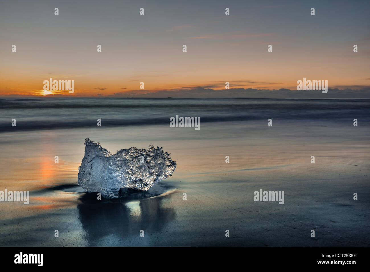 Plage du diamant, jökulsárlón, Austurland, Islande, Europe Banque D'Images