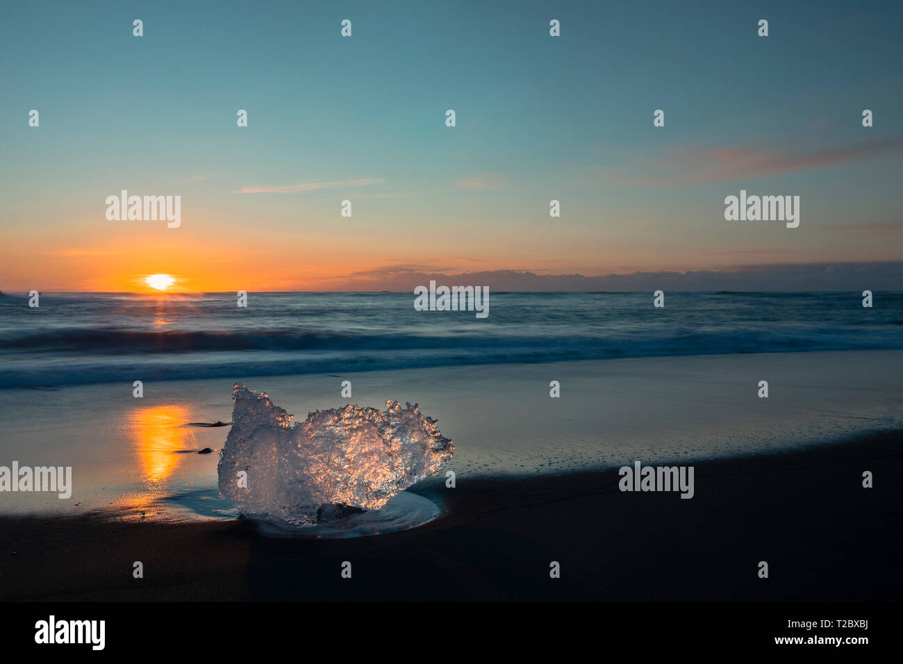 Plage du diamant, jökulsárlón, Austurland, Islande, Europe Banque D'Images