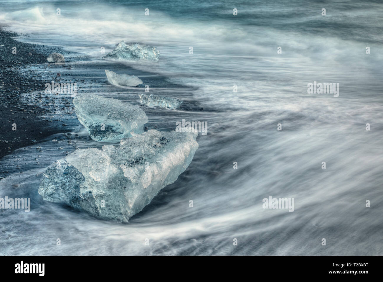 Plage du diamant, jökulsárlón, Austurland, Islande, Europe Banque D'Images