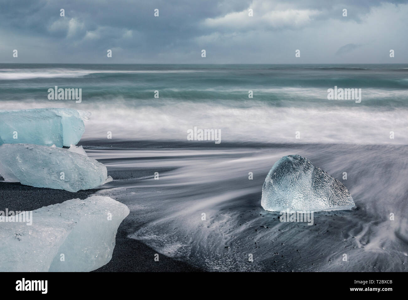 Plage du diamant, jökulsárlón, Austurland, Islande, Europe Banque D'Images
