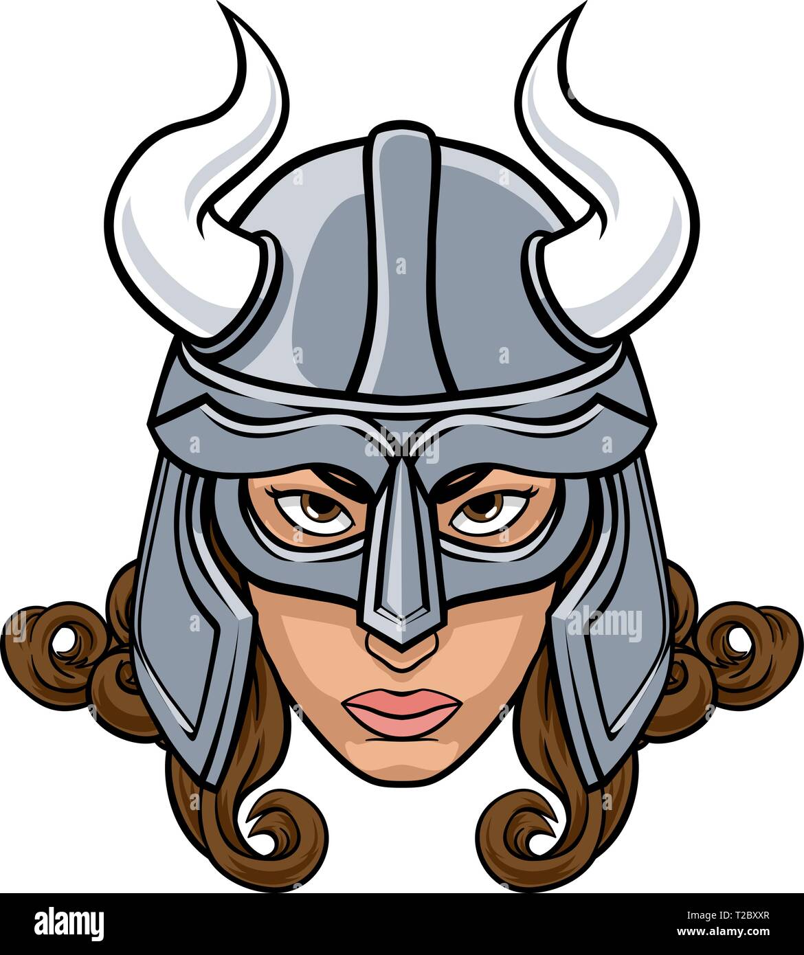 Guerrière Viking Mascot Illustration de Vecteur