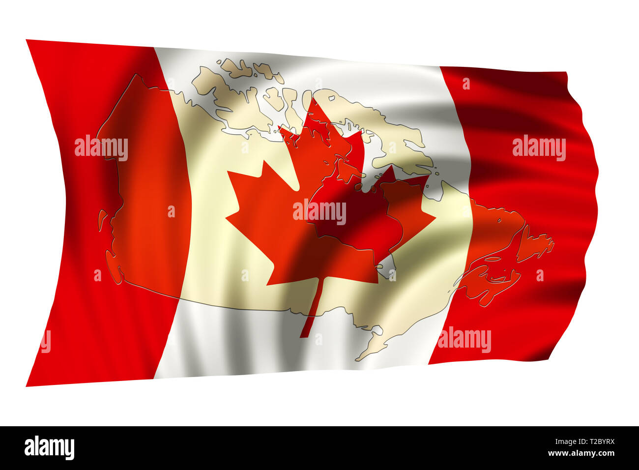 Drapeau national du Canada avec la forme de carte du pays. Concept patriotique Banque D'Images