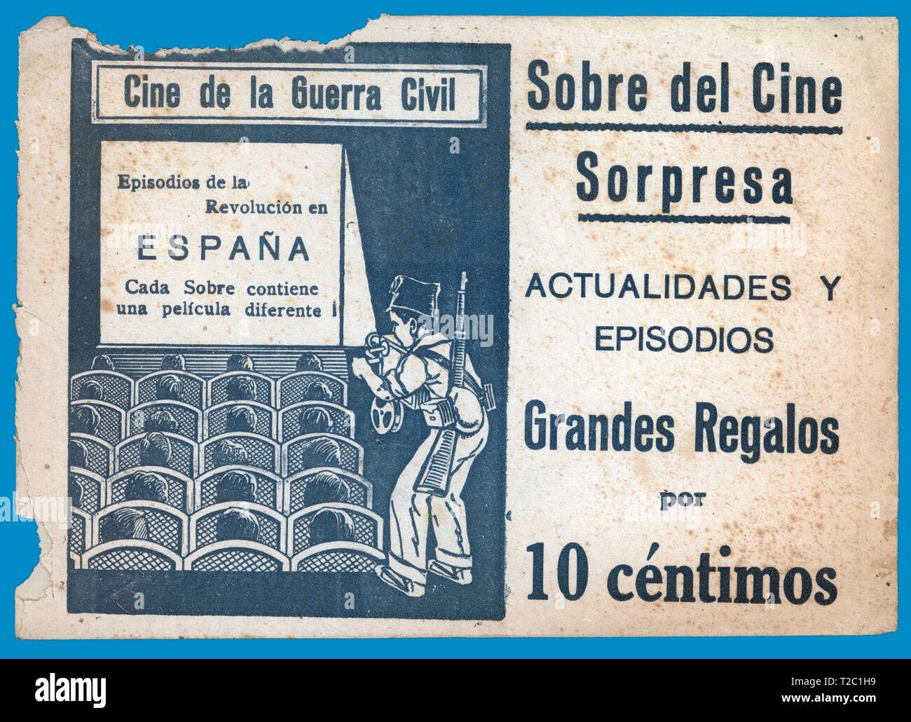 Guerra Civil Española (1936-1939). Sobre del cine sorpresa. Banque D'Images
