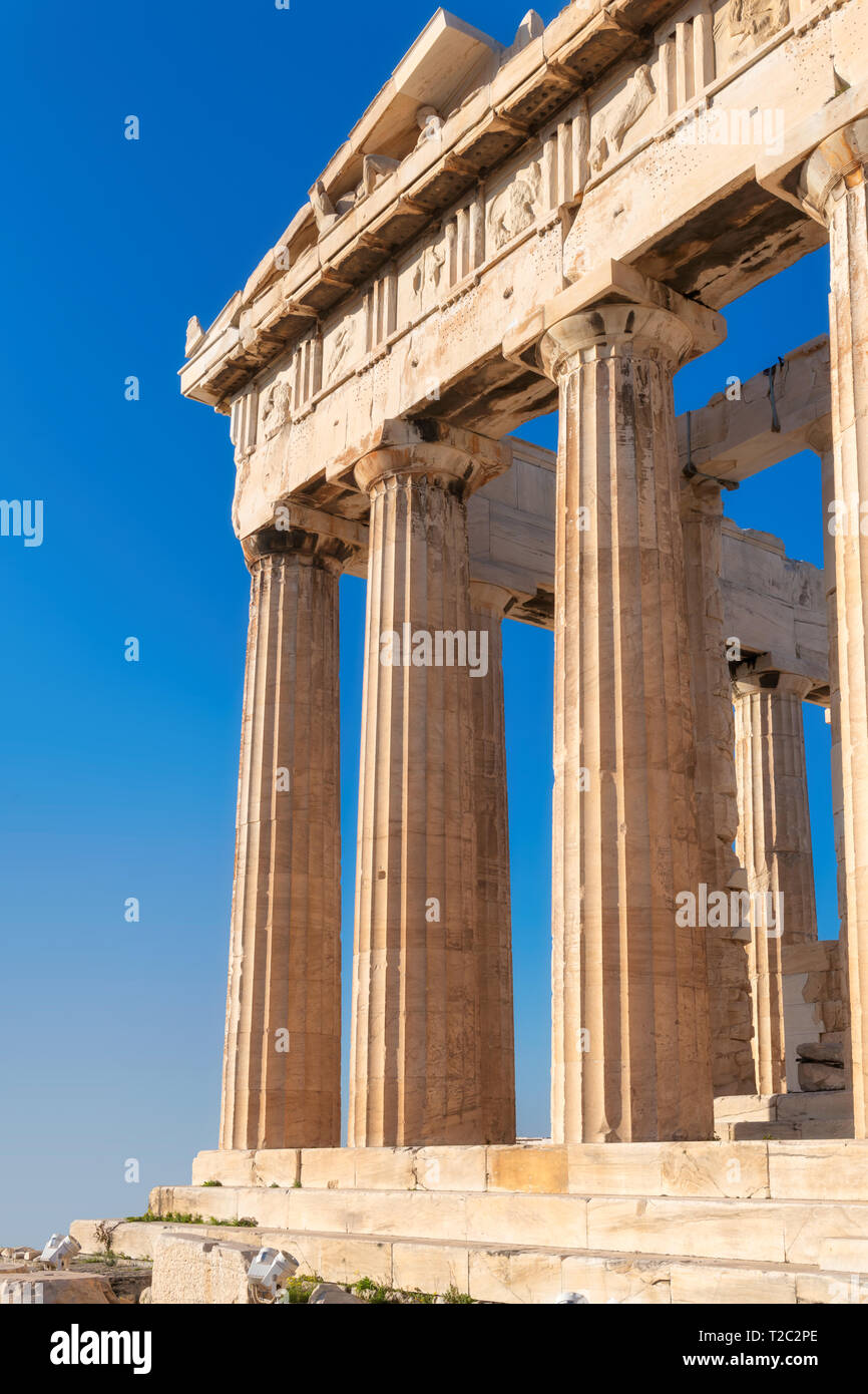 Le temple du Parthénon sur l'Acropole à Athènes, Grèce. Banque D'Images