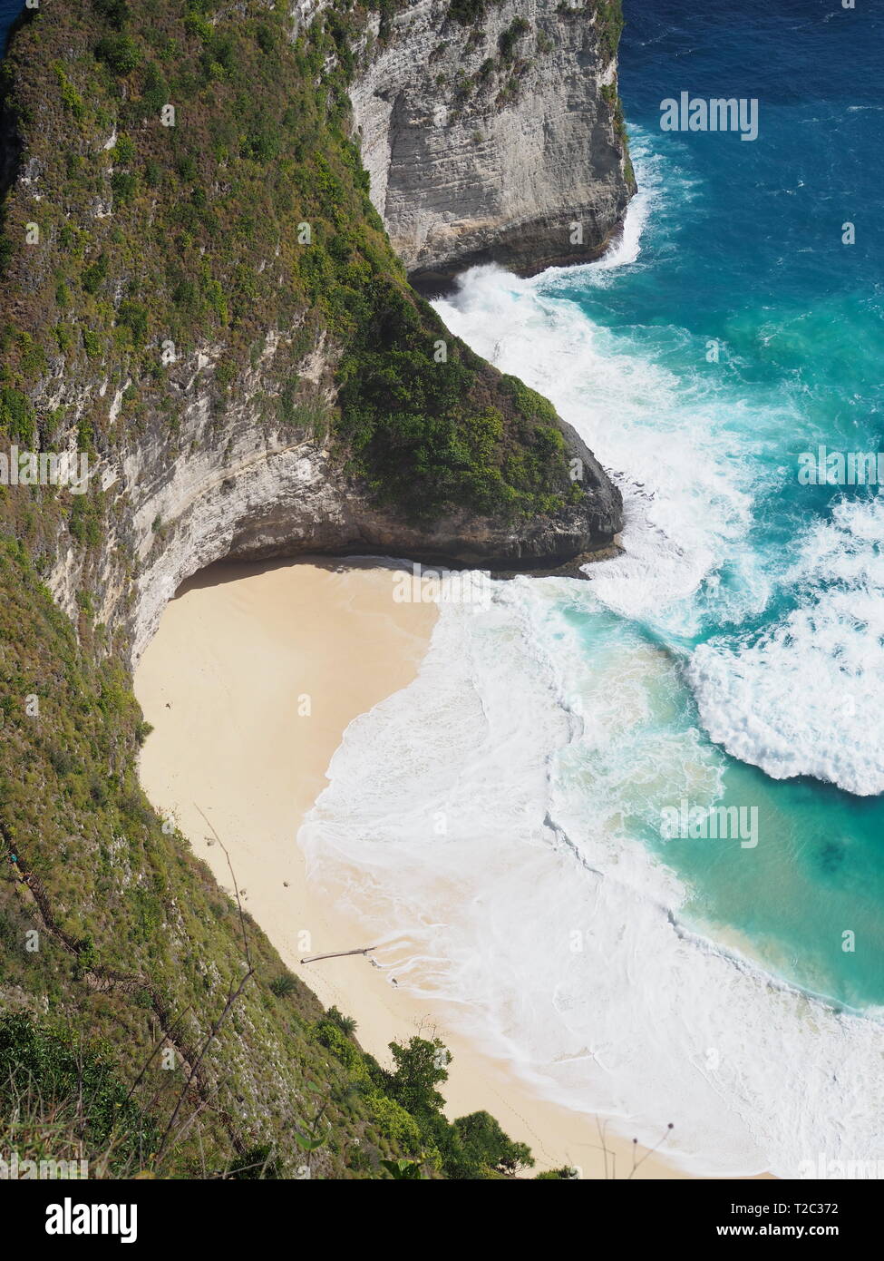 Vue d'en haut Kelingking Beach, Nusa Penida, Indonésie Banque D'Images Vue d'en haut Kelingking Beach, Nusa Penida, Indonésie Banque D'Images