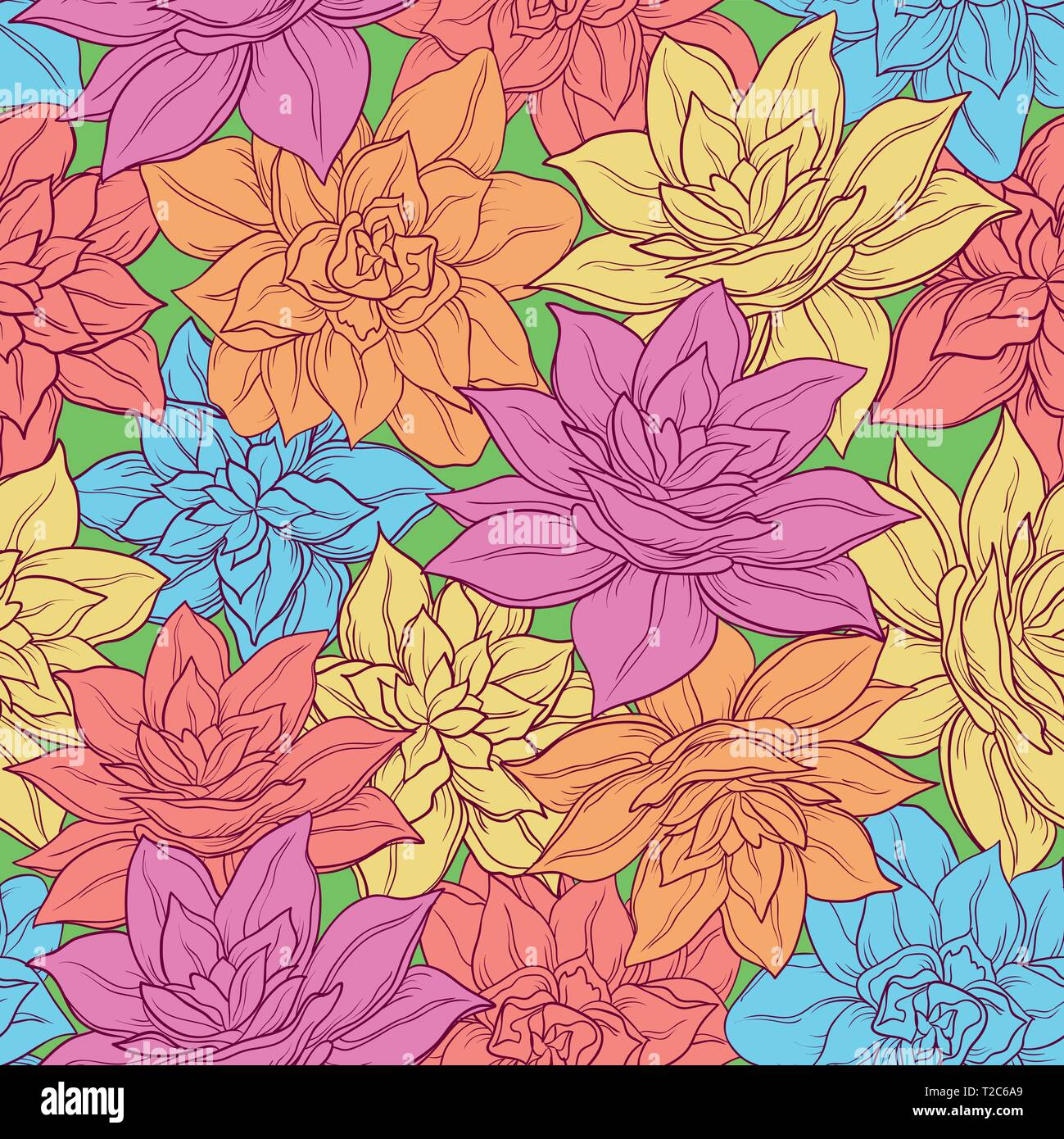 Floral Background transparent, coloré, modèle de tuile de fleurs de narcisses. Vector Illustration de Vecteur