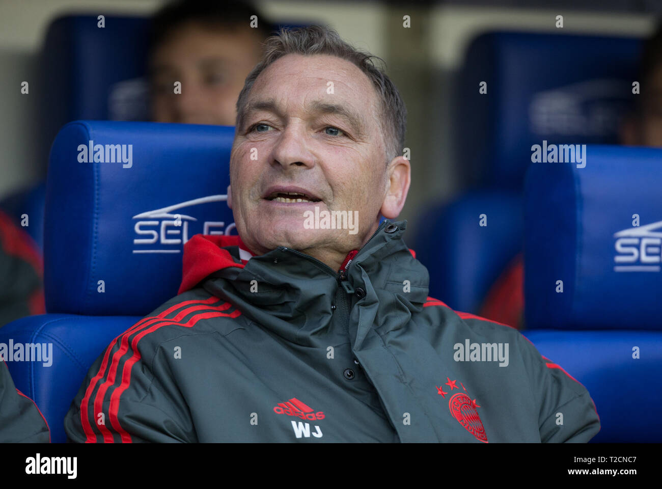 Reading, Berkshire, Royaume-Uni. 01 avr, 2019. Walter Junghans gardien entraîneur du Bayern Munich II au cours de la Premier League Cup match international entre la lecture d'U23 et le Bayern de Munich II au stade Madejski, lecture, l'Angleterre le 1 avril 2019. Photo par Andy Rowland. Crédit : Andrew Rowland/Alamy Live News Banque D'Images