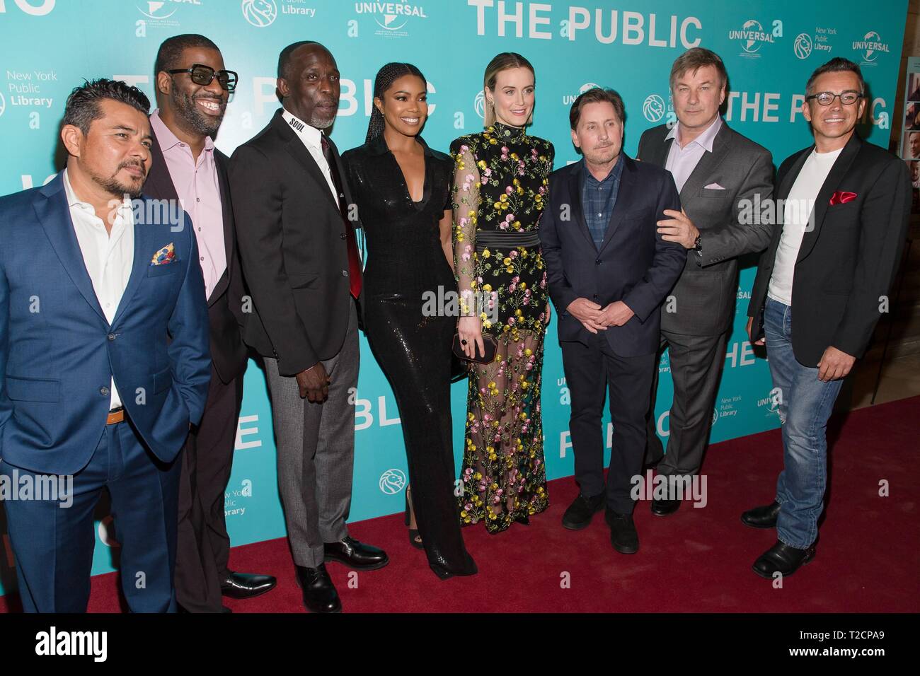 New York, NY, USA. 1er avril 2019. Jacob Vargas, Michael "Rhymefest" Smith, Michael K. Williams, Gabrielle Union, Taylor Schilling, Emilio Estevez, Alec Baldwin, Ray Bouderau aux arrivées de la fonction Premiere, Celeste Bartos Forum lors de la New York Public Library, New York, NY Avril 1, 2019. Crédit : Jason Smith/Everett Collection/Alamy Live News Banque D'Images