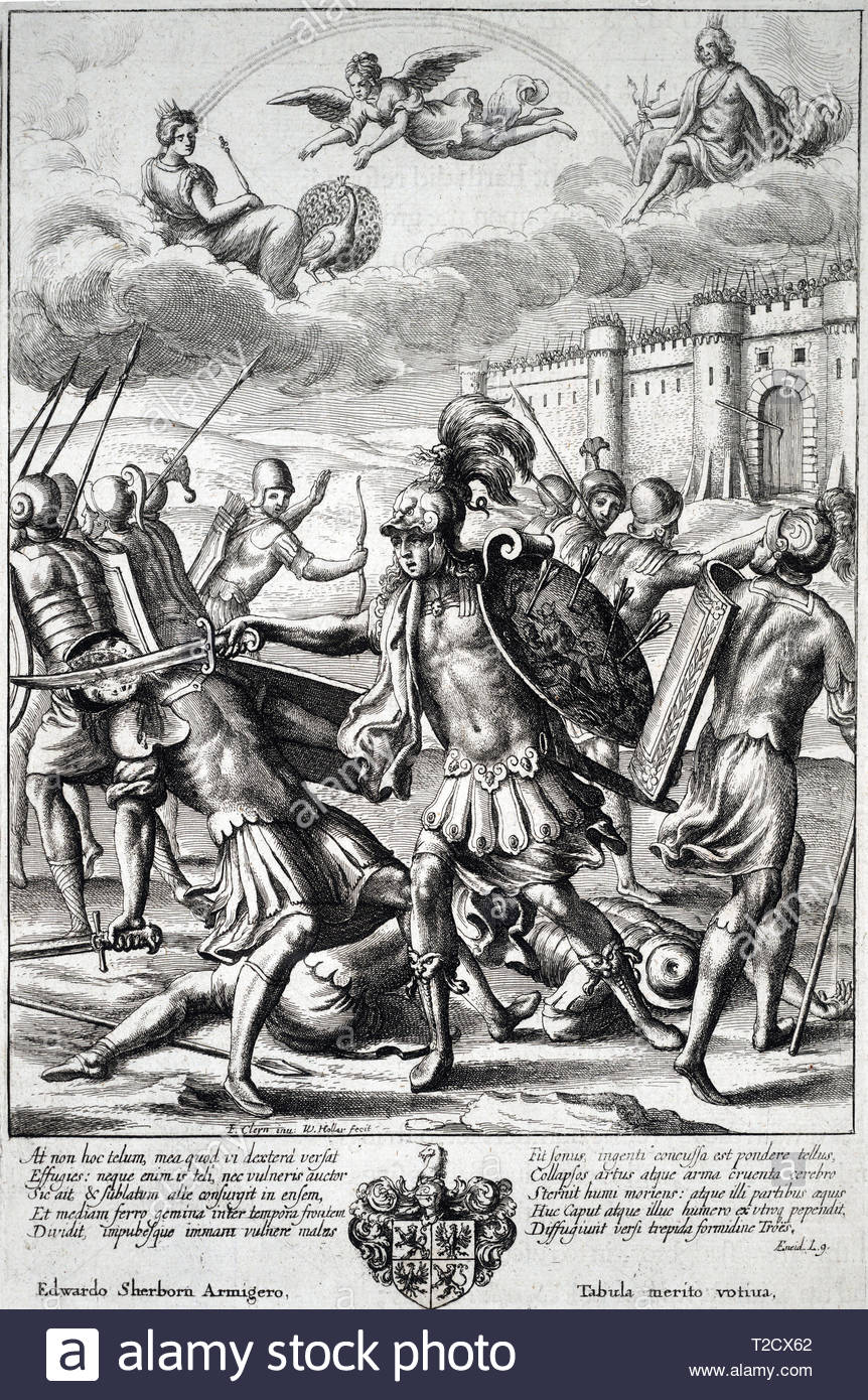 Turnus terrassant Pandarus, gravure par Wenceslaus Hollar aquafortiste bohème à partir de 1600 Banque D'Images