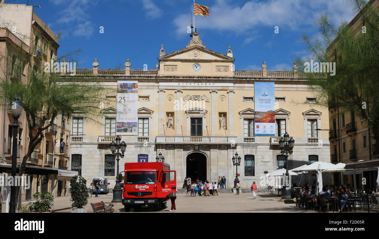 Hôtel de ville de Tarragone pendant Jeux méditerranéens en juin 2018 Banque D'Images