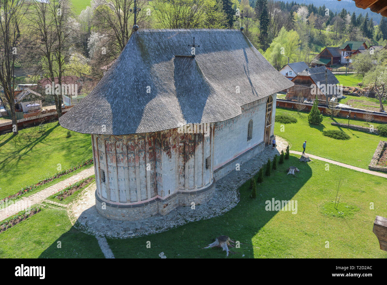 En monastère Mănăstirea Humorului, Bucovina région. Roumanie Banque D'Images
