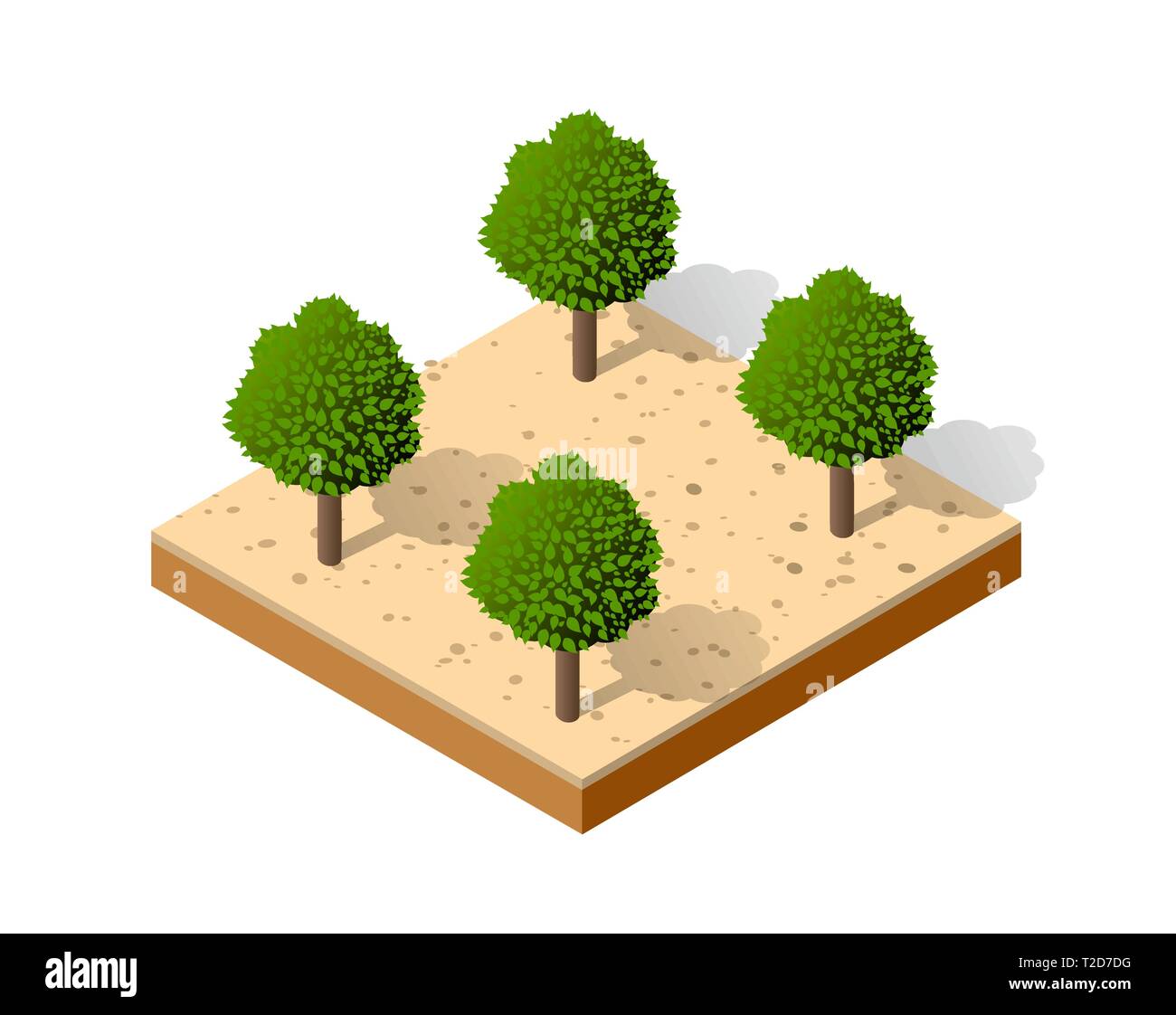 3D isométrique parc avec arbres d'une ville à trois dimensions Illustration de Vecteur