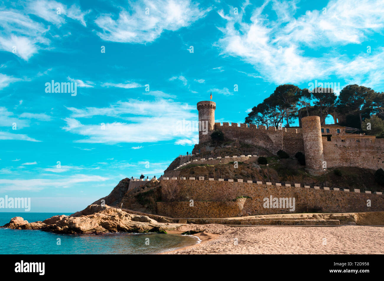 De belles vues sur le château de Tossa de Mar, sur la Costa Brava de Gérone Banque D'Images