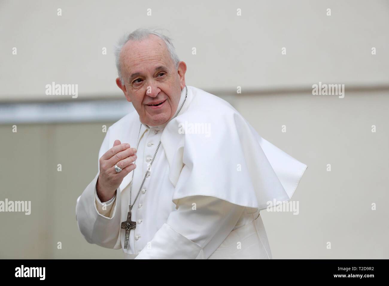 Italie, Rome, 27 mars 2019 : Le Pape François dirige l'audience générale hebdomadaire dans la place Saint Pierre, au Vatican. Julien Secret Photo Remo/Sintesi/Alam Banque D'Images