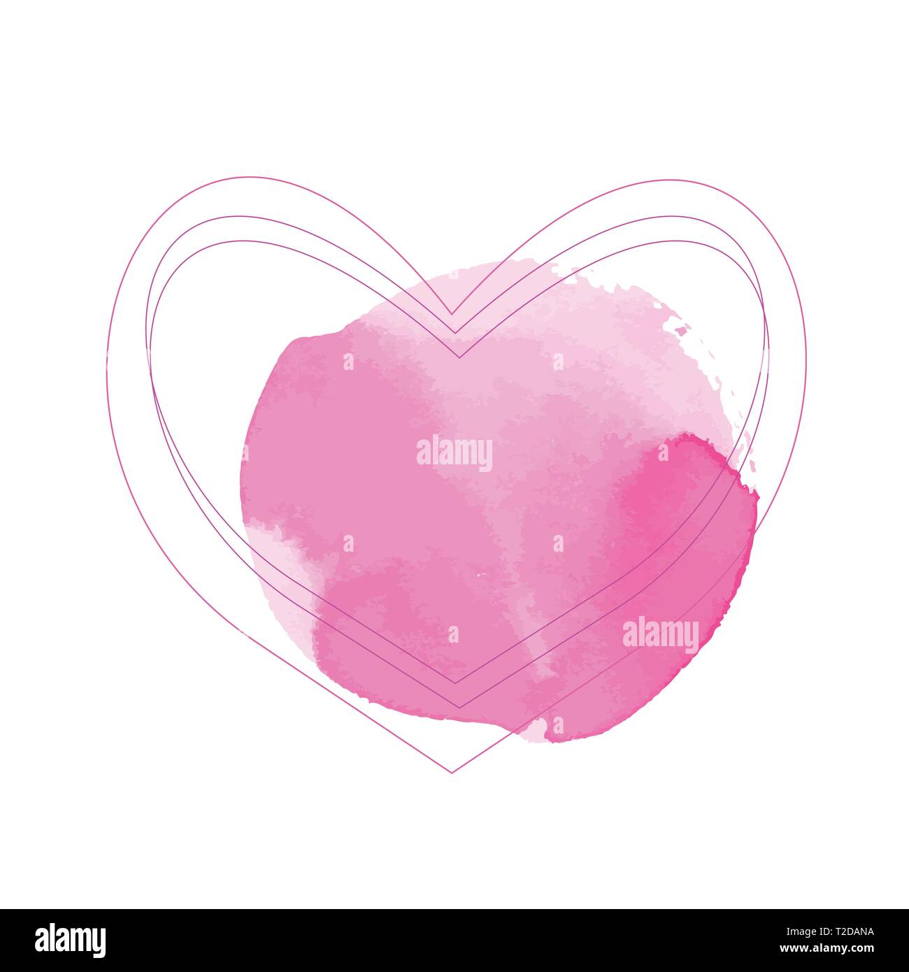 Fête des mères simple carte de vœux. Aquarelle moderne dot, fine ligne coeur Illustration de Vecteur