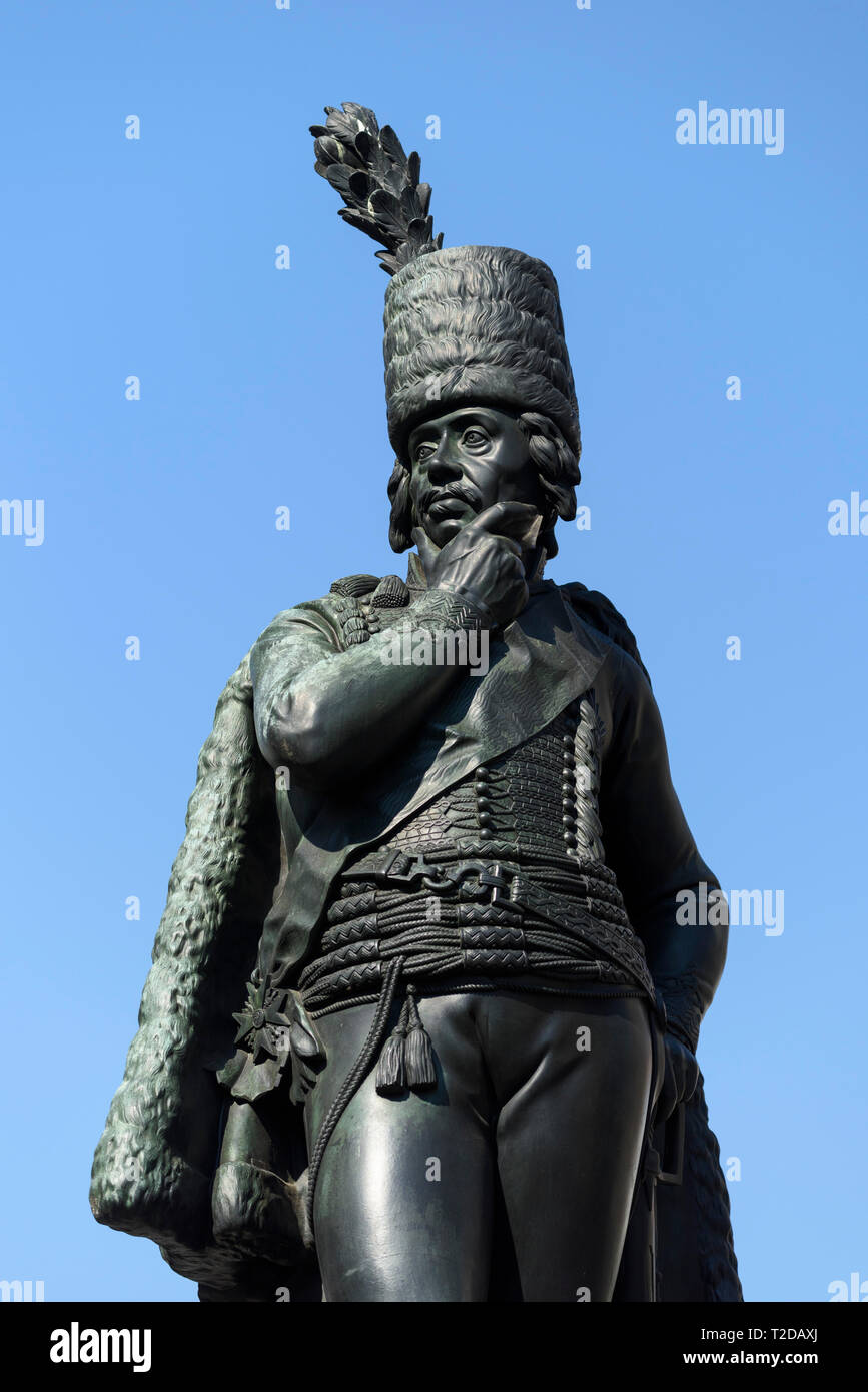 Berlin. L'Allemagne. Statue en bronze de Hans Joachim von Zieten (1699-1786), Général de cavalerie dans l'Armée prussienne, sur Zietenplatz. Général der Cavallerie v Banque D'Images