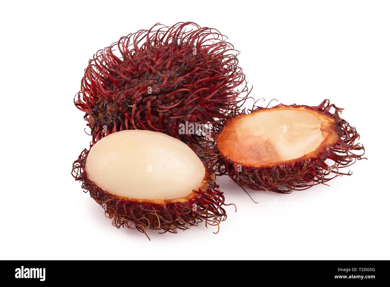 Ramboutan isolé sur fond blanc. Les fruits tropicaux. Nephelium lappaceum. Banque D'Images