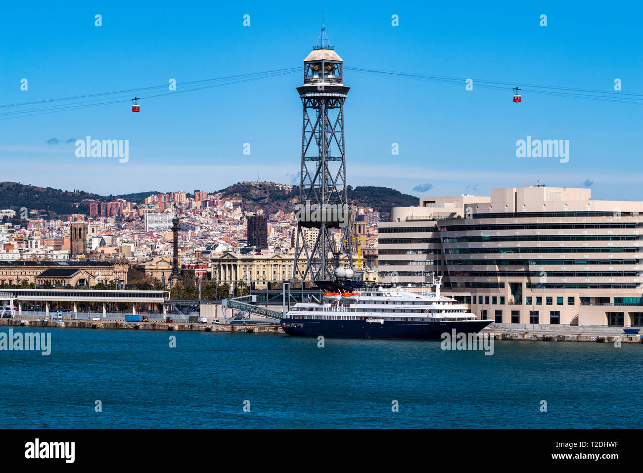 Vue aérienne du port et de la ville de Barcelone Banque D'Images