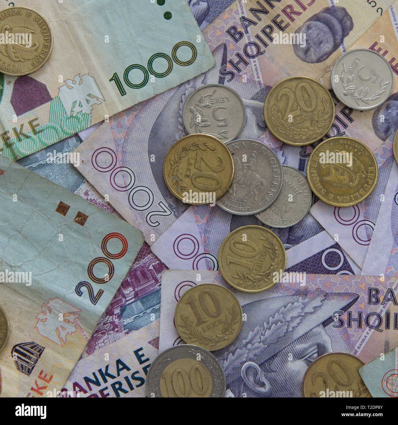 Close up de LEK Albanais. Monnaie nationale de l'Albanie Photo Stock - Alamy