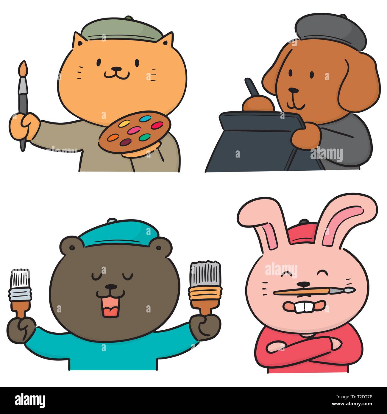 Vector set d'artiste peintre Illustration de Vecteur
