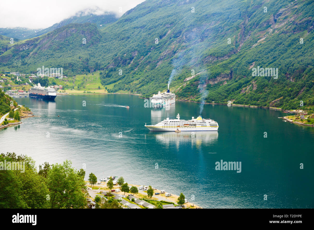 Geiranger, le plus beau fjord du monde, la Norvège. UNESCO World Heritage site. Banque D'Images