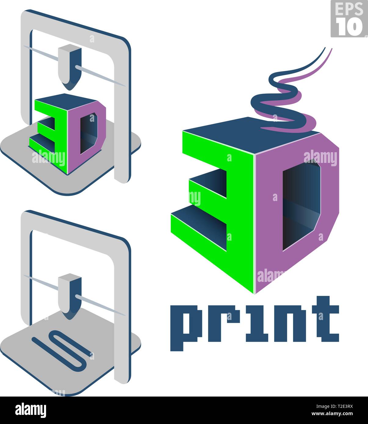 Logo d'impression 3D avec filament fondu et imprimante 3d machine avec  dessins imprimés Image Vectorielle Stock - Alamy