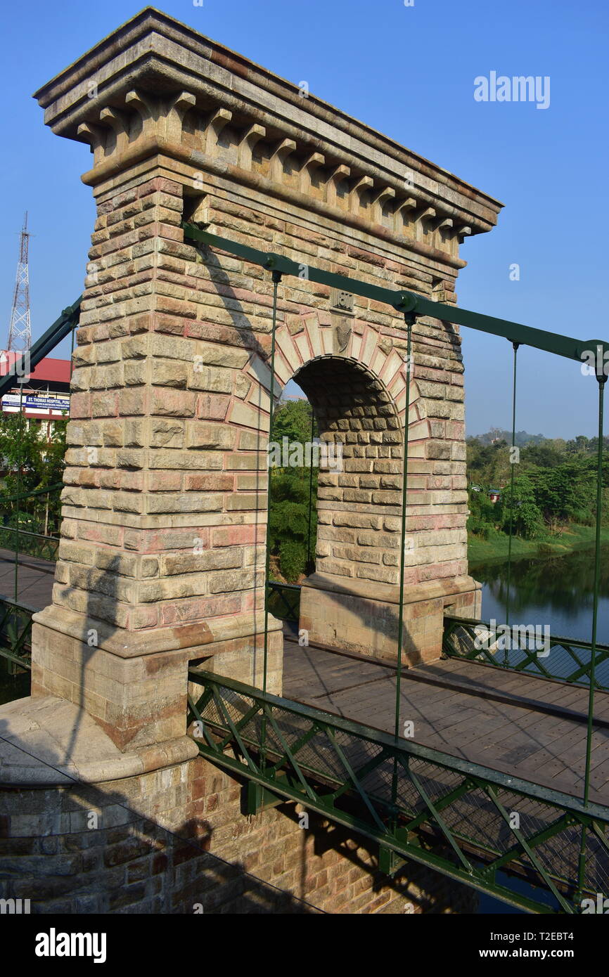 Punalur, Kerala, Inde - 1 mars 2019 : Pont suspendu Punalur Banque D'Images