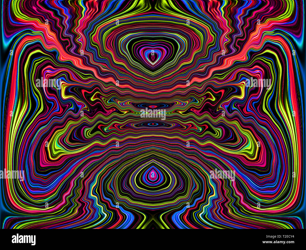 La couleur des lignes et courbes crée des images fantastiques. Tableau abstrait - images psychédéliques. Banque D'Images