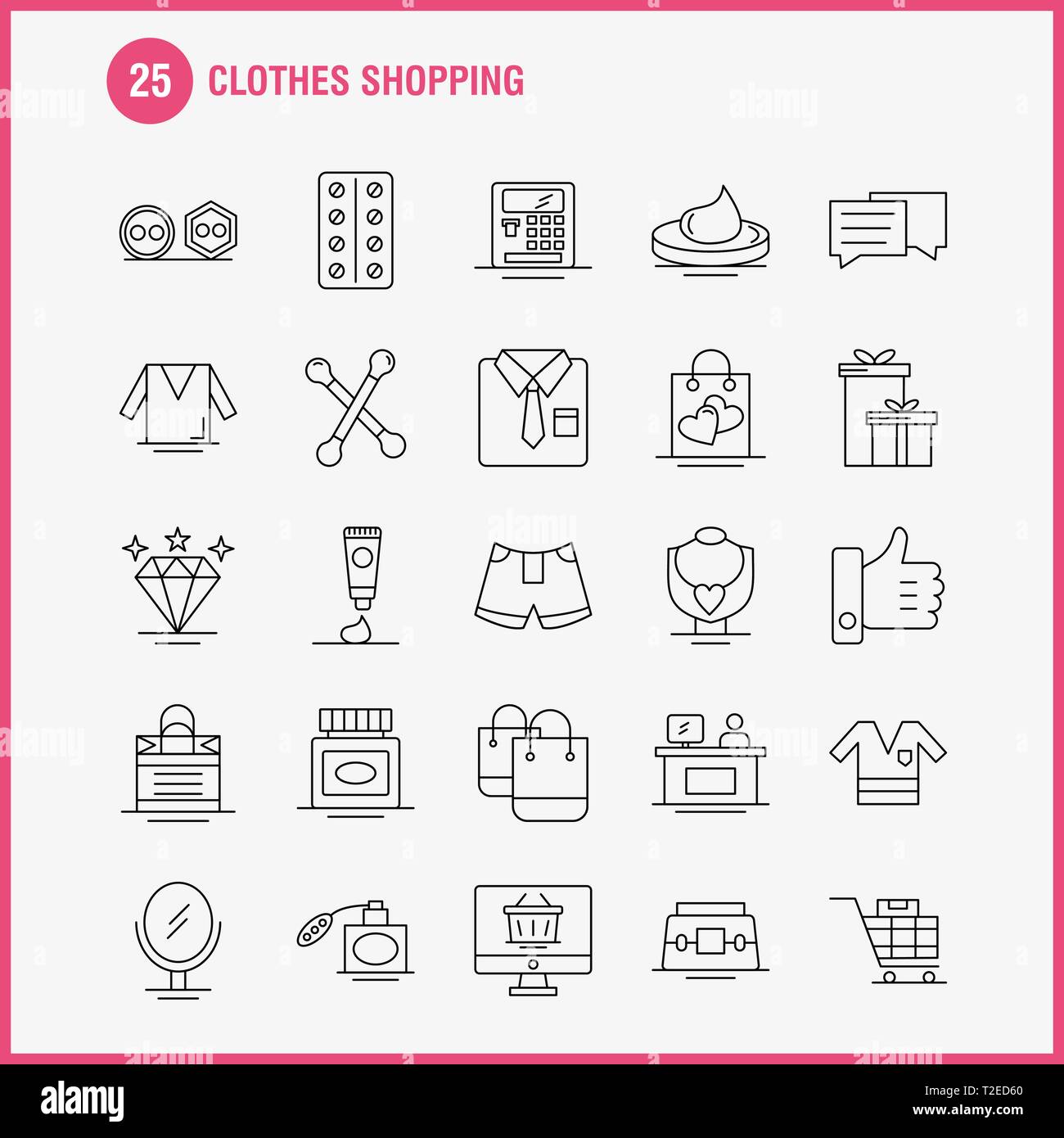 L'icône de la ligne de vêtements Shopping Web, Print et Mobile UX/UI Kit.  Par exemple : T-Shirt, vêtements, Pliage, Pliage, habillement, Beauté,  cosmétique, crème, le pictogramme Pack Image Vectorielle Stock - Alamy