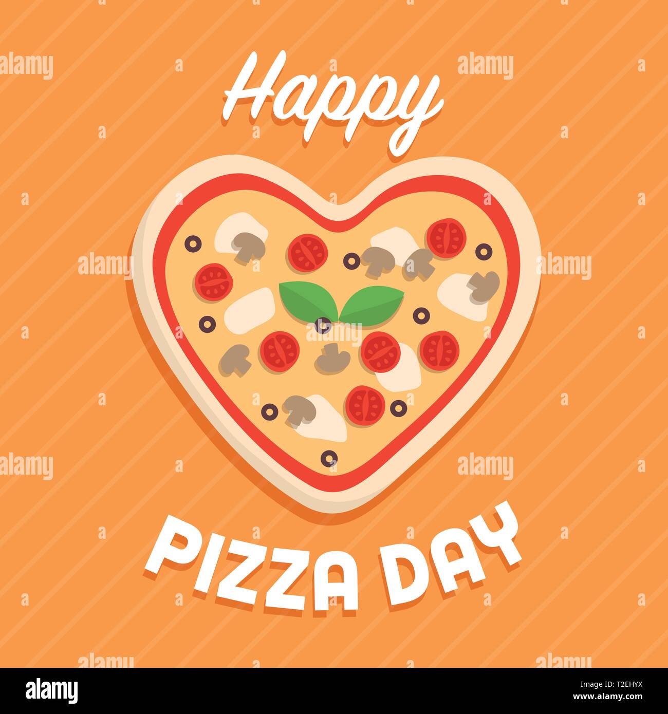 Célébration Journée Pizza pizza en forme de coeur avec design Illustration de Vecteur