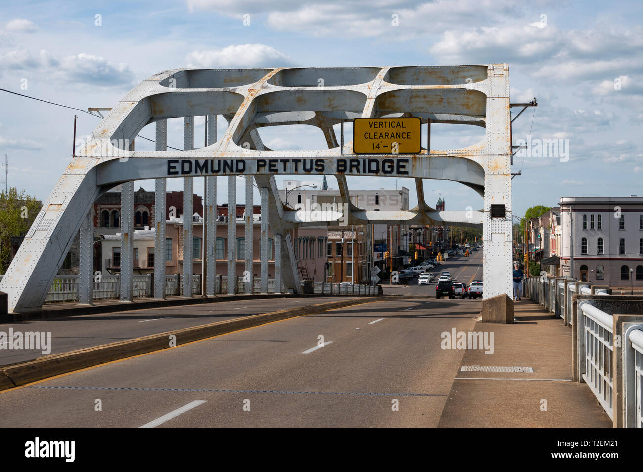 USA Alabama Selma Edmund Pettus Bridge sur la rivière Alabama Site de l'attaque sur le Dimanche sanglant de 1965 marcheurs Américains africains Banque D'Images