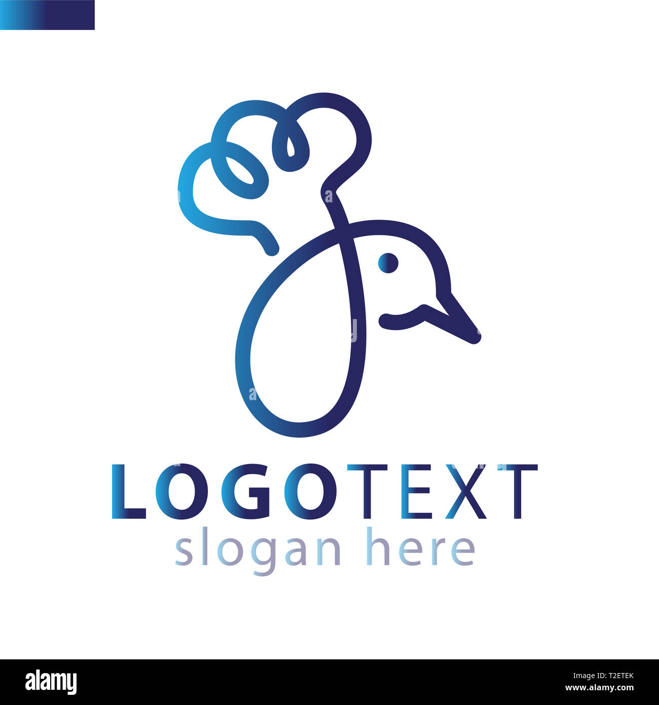 Chef hat et ligne d'oiseaux modèle vecteur icône logo Banque D'Images