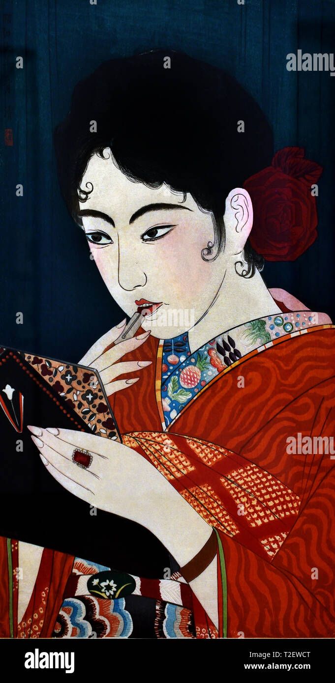 Rouge à lèvres 1931 Kobayakawa Kiyoshi 1899-1948 Japon ( couleur xylographie sur papier ) Banque D'Images