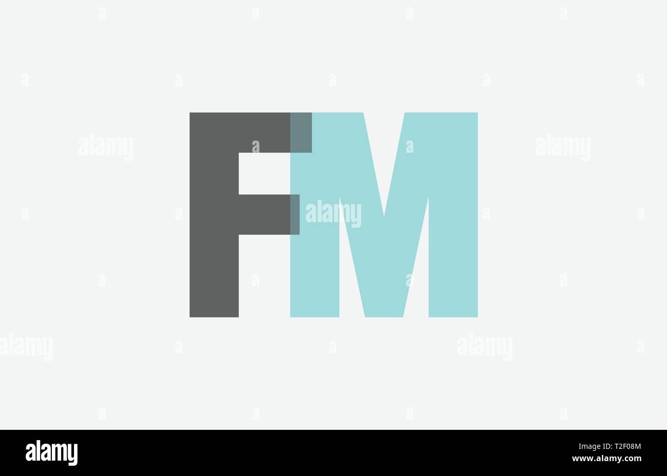 Lettre alphabet bleu gris pastel FM F M combinaison logo design adapté pour une société ou entreprise Illustration de Vecteur