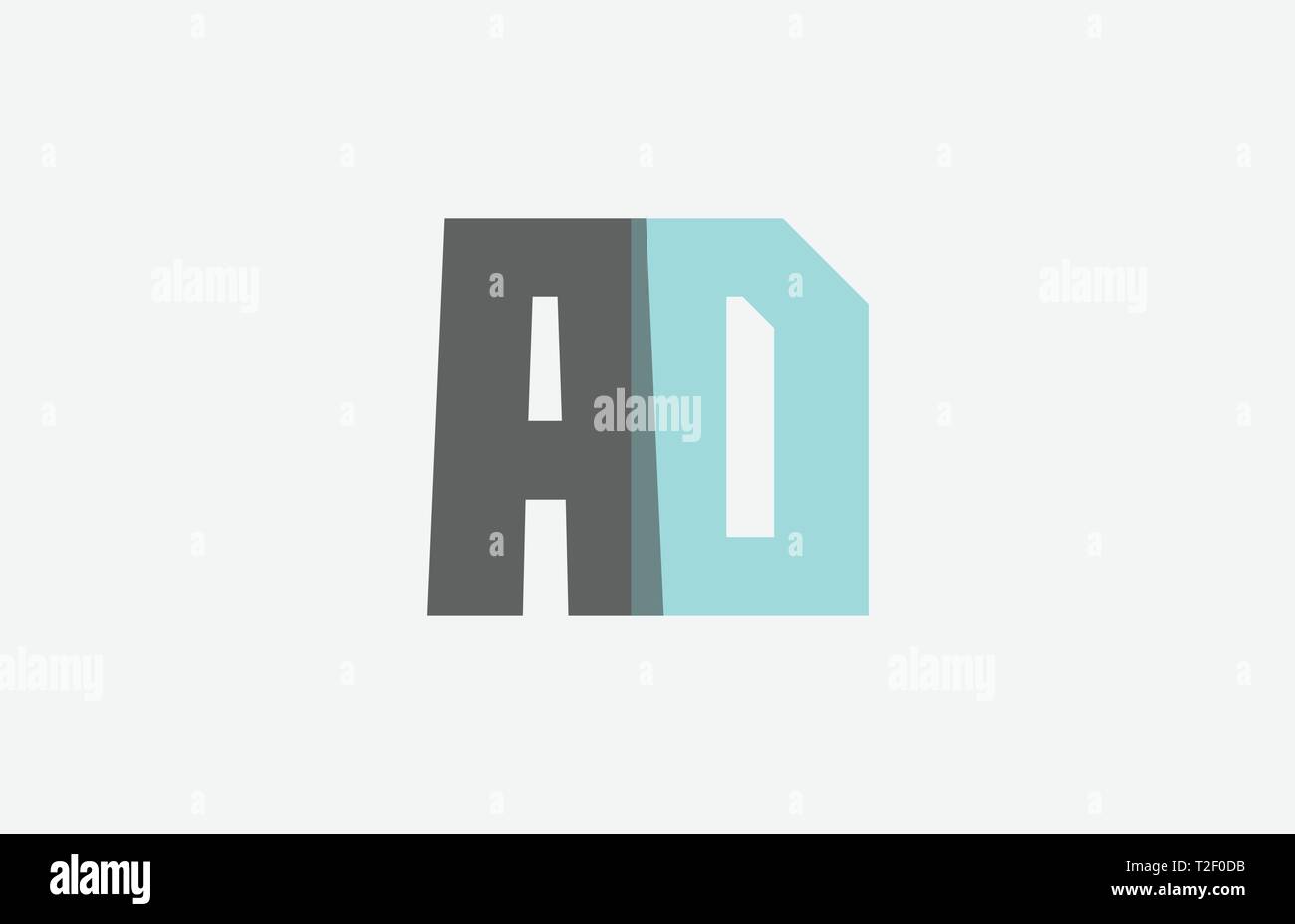 Lettre alphabet bleu gris pastel d'une combinaison AD logo design adapté pour une société ou entreprise Illustration de Vecteur