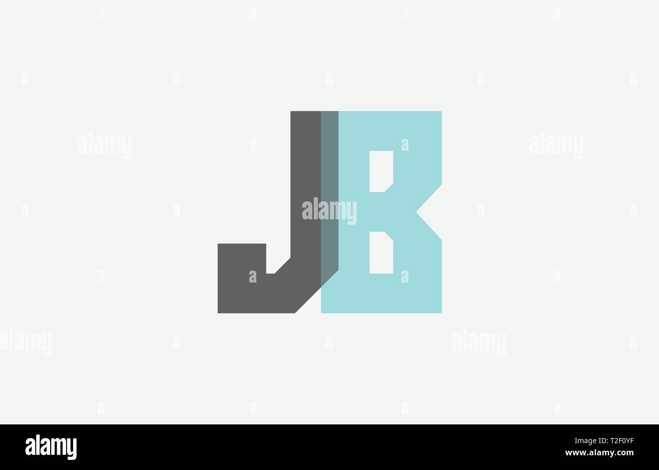 Lettre alphabet bleu pastel gris JB J B combinaison logo design adapté pour une société ou entreprise Illustration de Vecteur