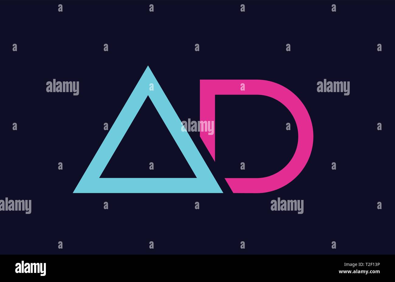 Lettre de l'alphabet coloré rose bleu combinaison logo annonce a d design adapté pour une société ou entreprise Illustration de Vecteur