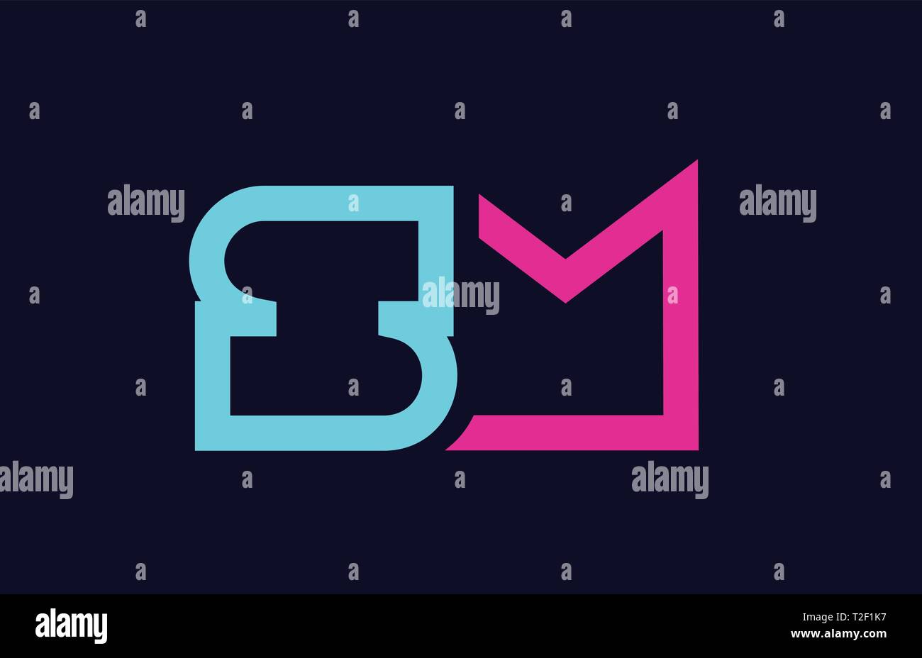 SM S M couleur rose bleu lettre alphabet alphabet combinaison logo design adapté pour une société ou entreprise Illustration de Vecteur
