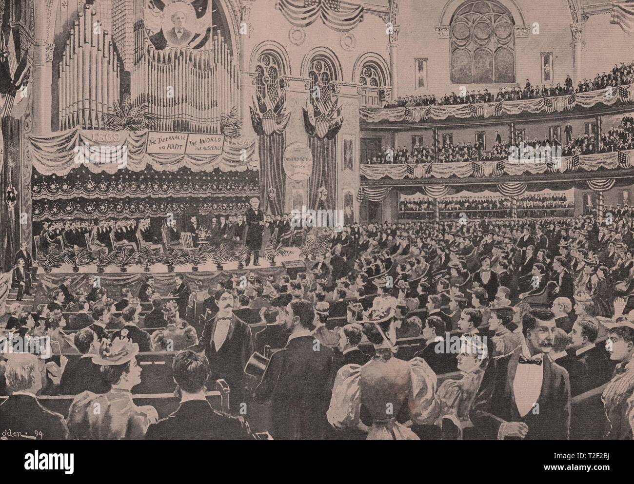 Célébration dans le Tabernacle de la vingt-cinquième année de M. Talmage Pastorat de Brooklyn Banque D'Images