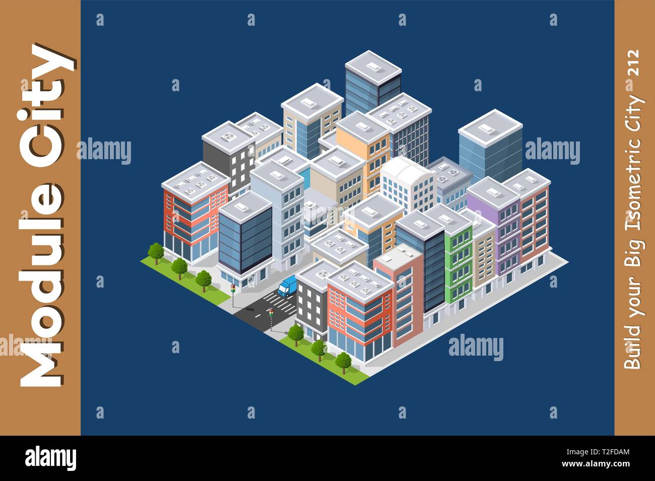 L'architecture urbaine Zone de renseignement avec les rues, maisons et arbres. Le paysage de l'infrastructure urbaine. Illustration de Vecteur