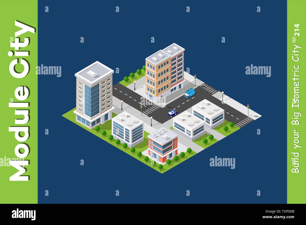 L'architecture urbaine Zone de renseignement avec les rues, maisons et arbres. Le paysage de l'infrastructure urbaine. Illustration de Vecteur