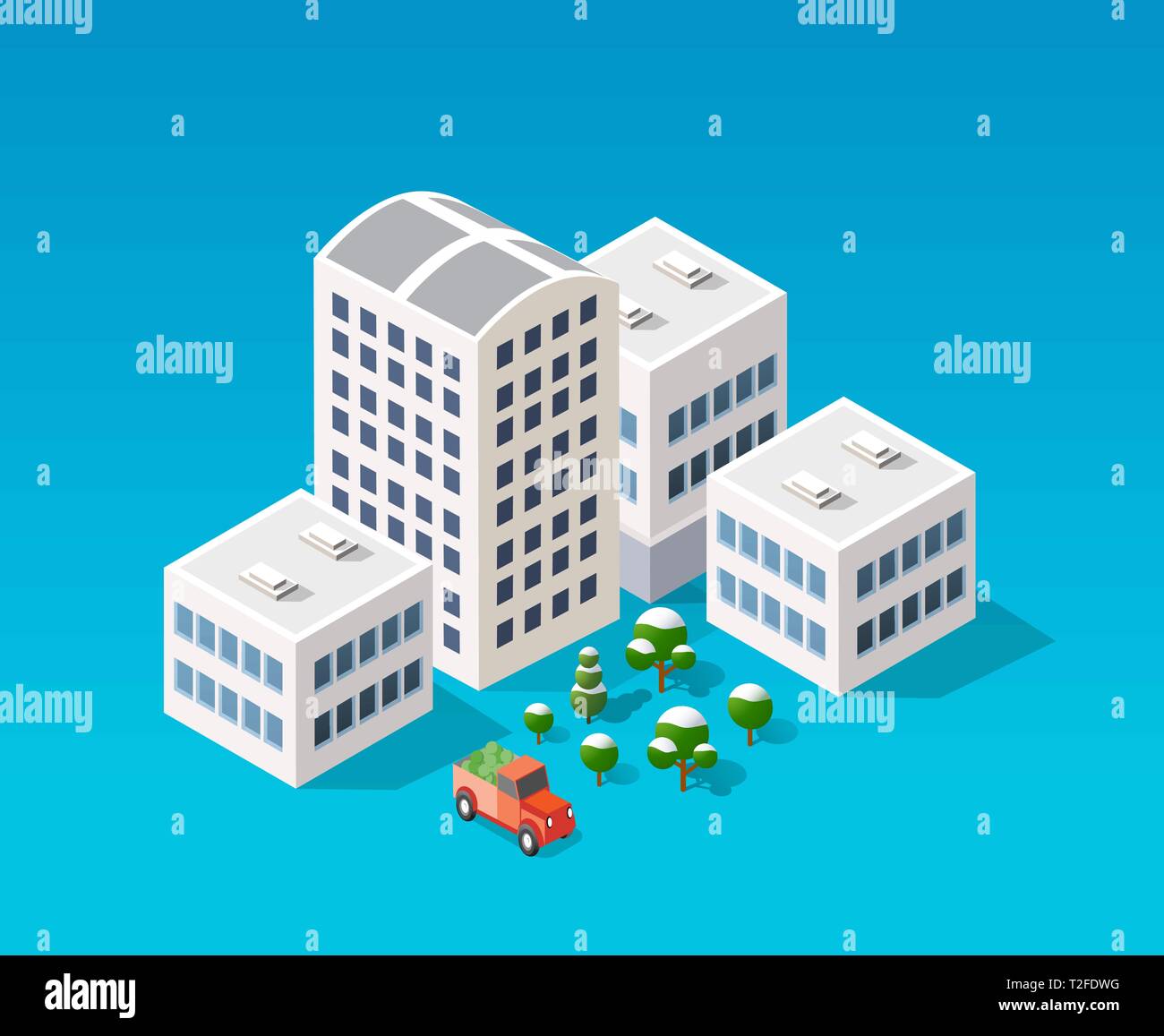 L'architecture urbaine Zone de renseignement avec les rues, maisons et arbres. Le paysage de l'infrastructure urbaine. Illustration de Vecteur