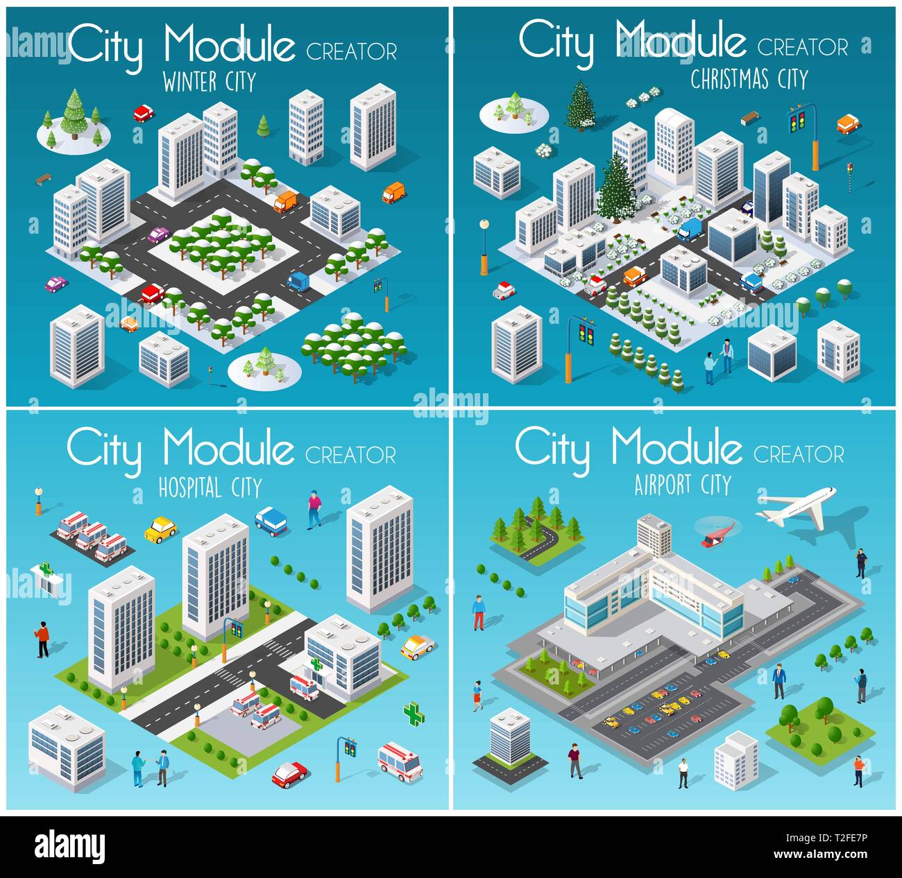 Option module isométrique avec ville de gratte-ciel bâtiment urbain architecture vectorielle. Illustration moderne blanc jeu de conception et d'affaires pour la zone de forme Illustration de Vecteur