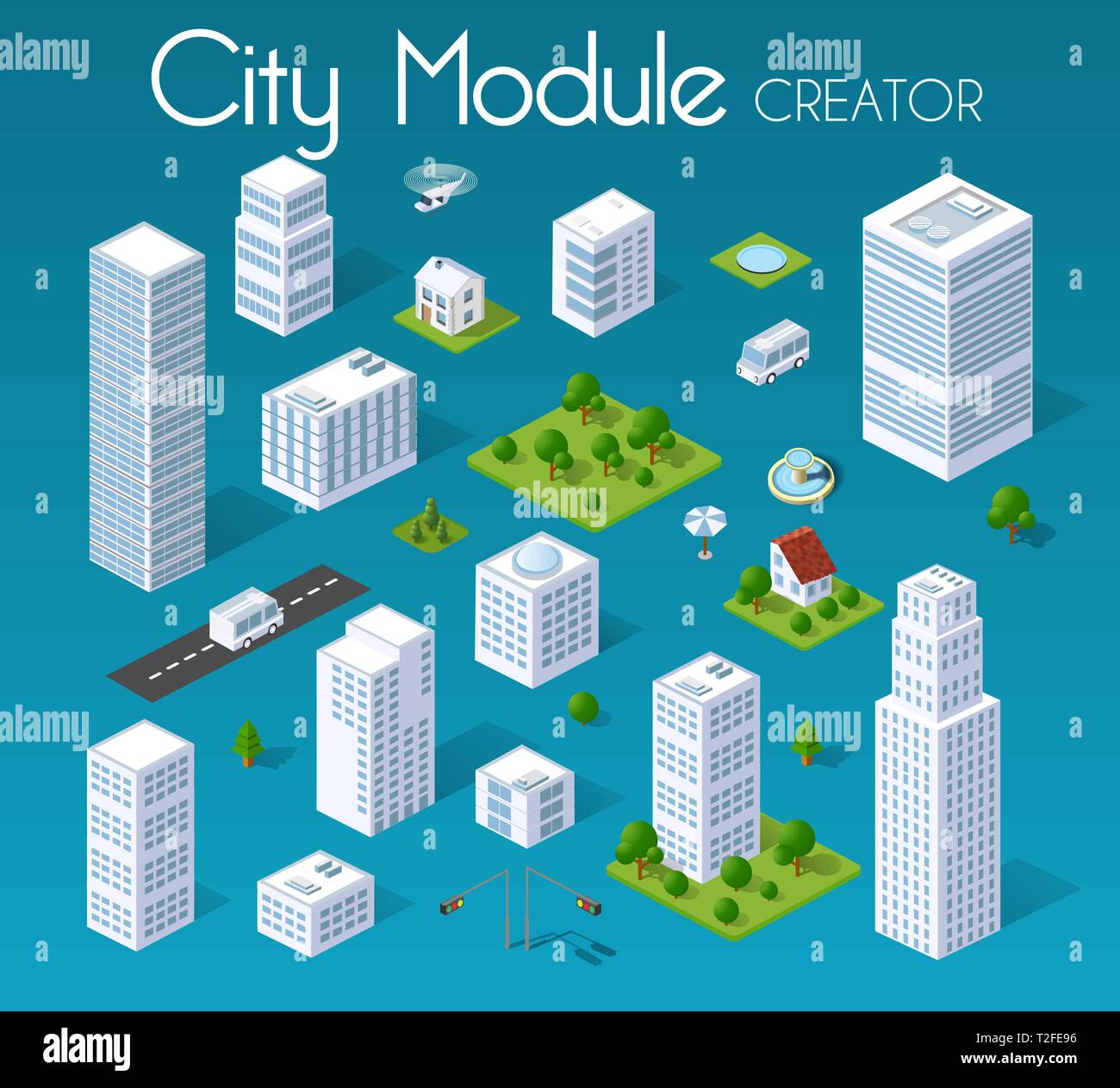 Option module isométrique avec ville de gratte-ciel bâtiment urbain architecture vectorielle. Illustration moderne blanc jeu de conception et d'affaires pour la zone de forme Illustration de Vecteur