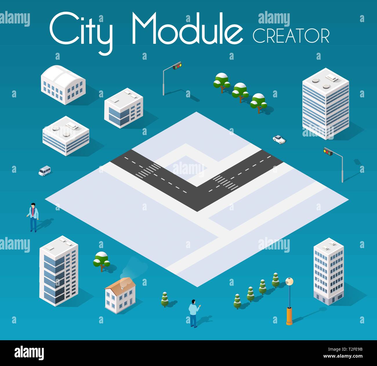 Option module isométrique avec ville de gratte-ciel bâtiment urbain architecture vectorielle. Illustration moderne blanc jeu de conception et d'affaires pour la zone de forme Illustration de Vecteur