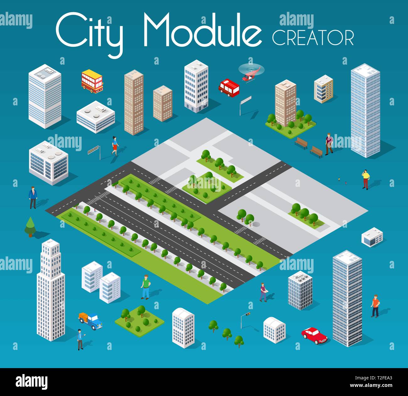 Option module isométrique avec ville de gratte-ciel bâtiment urbain architecture vectorielle. Illustration moderne blanc jeu de conception et d'affaires pour la zone de forme Illustration de Vecteur