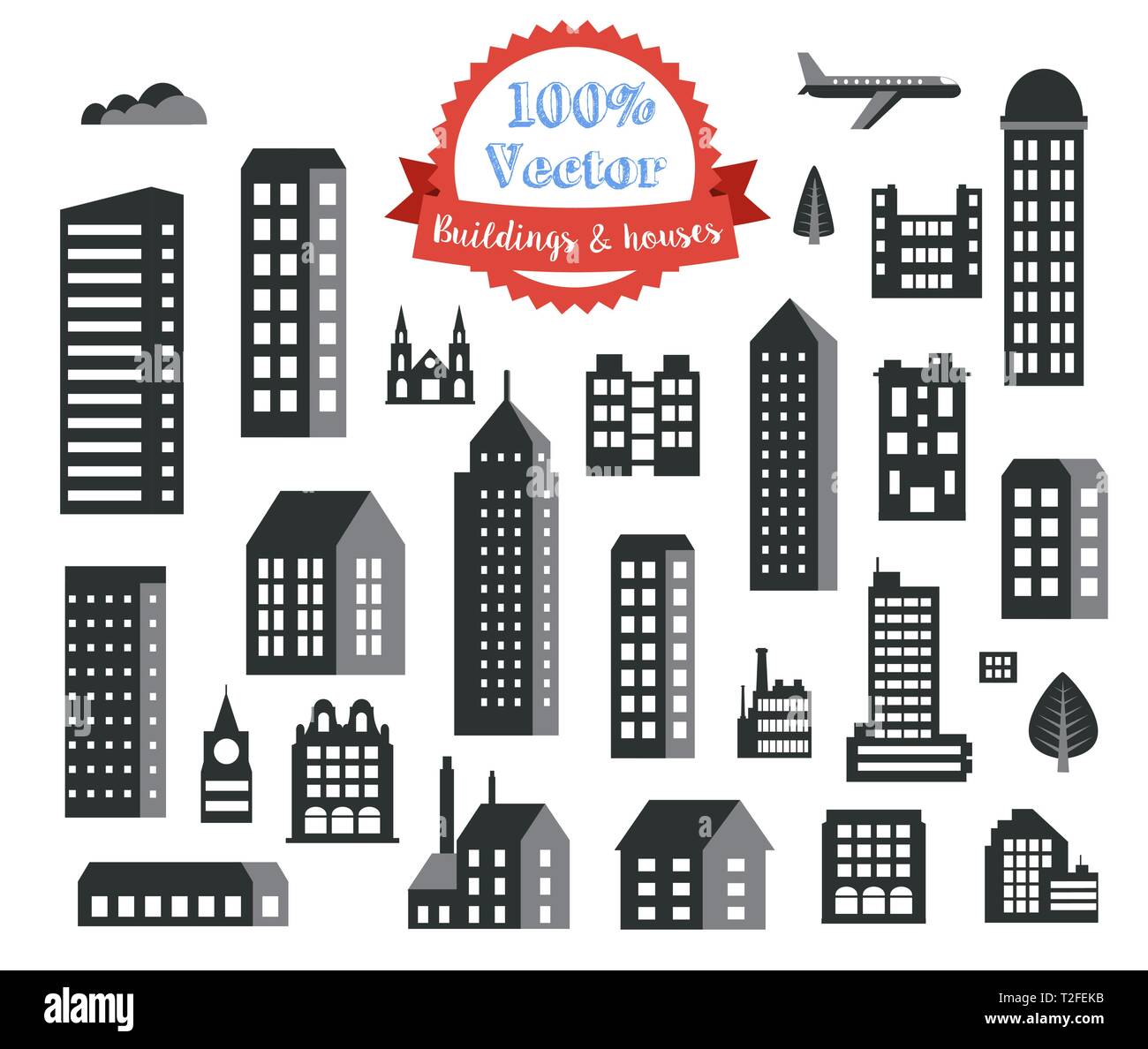 Silhouette de bâtiment de ville concept de frontière et la skyline modèle emblème Illustration de Vecteur