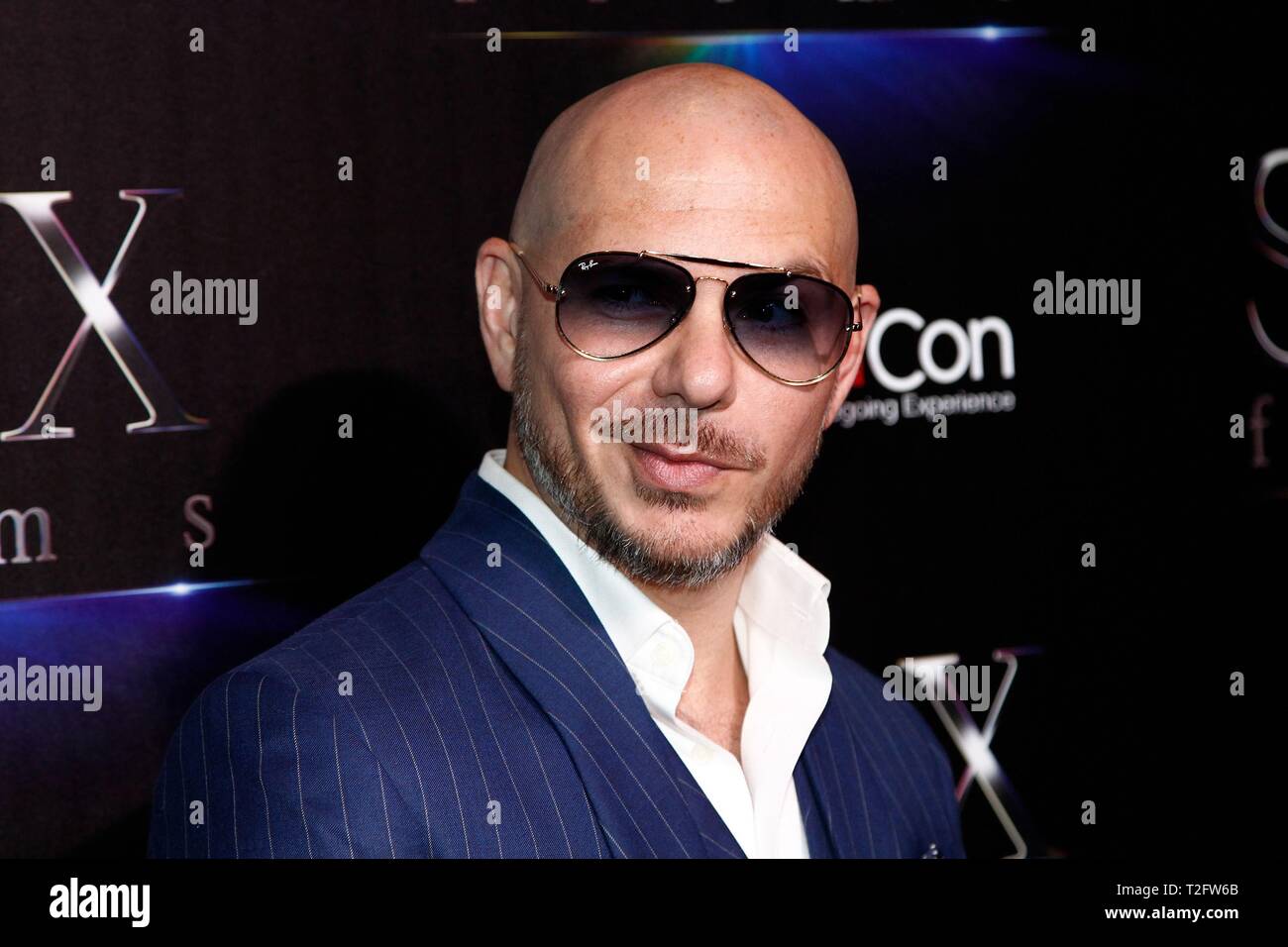 Las Vegas, NV, USA. 2ème apr 2019. Pitbull présents pour le coup d'STXfilms CinemaCon est l'état de l'industrie : Passé, présent et avenir, le Colisée de Caesars Palace, Las Vegas, NV, le 2 avril 2019. Credit : JA/Everett Collection/Alamy Live News Banque D'Images