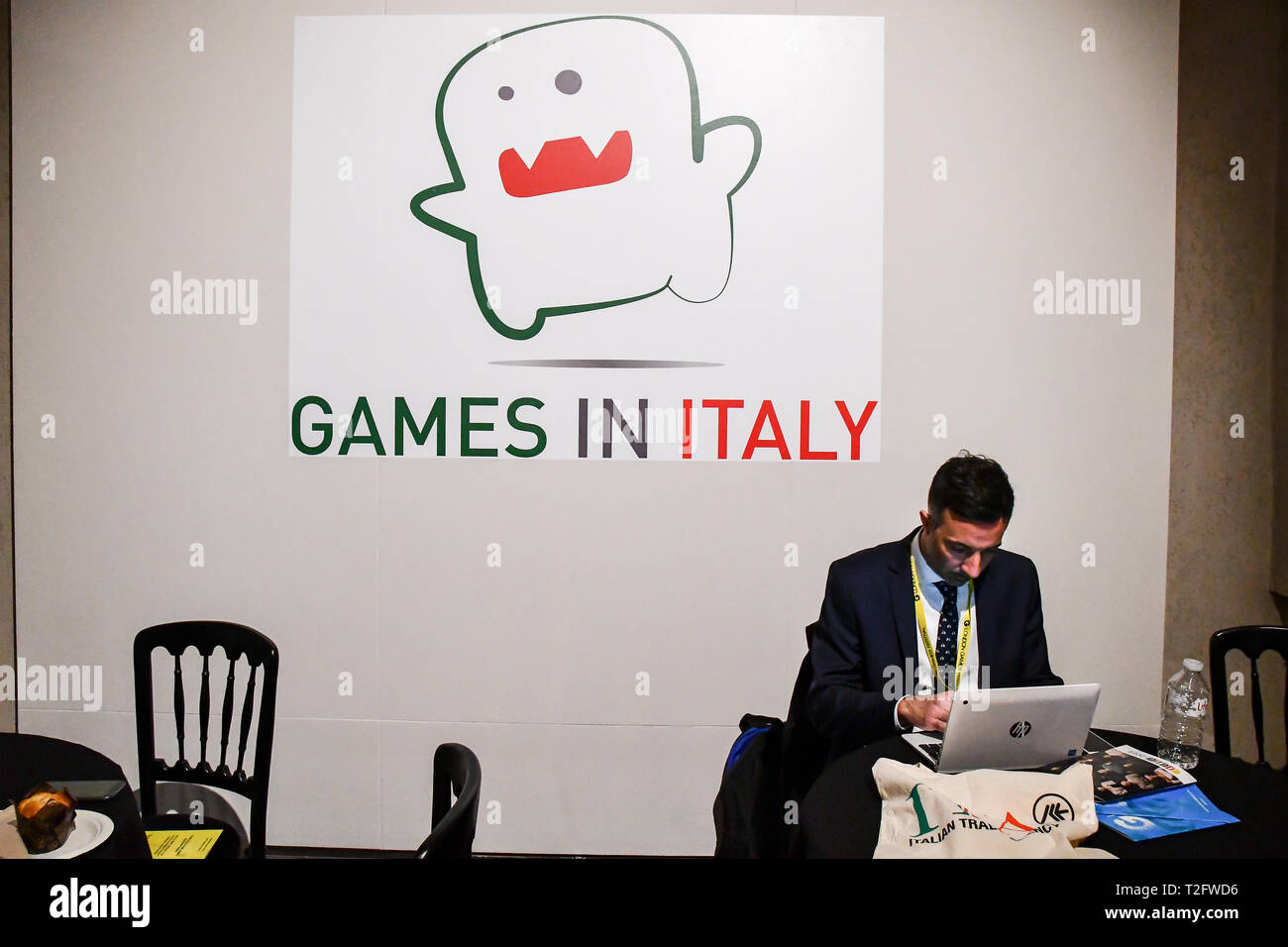 Londres, Royaume-Uni. Apr 02, 2019. Jeux en Italie exposition au Festival des Jeux de Londres 2019 : HUB à Somerset House à Strand, London, UK. le 2 avril 2019. Credit Photo : Alamy/Capital Live News Banque D'Images